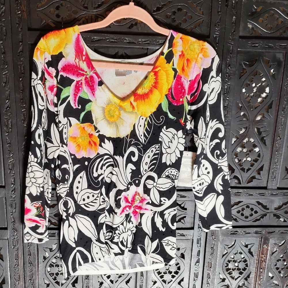 Floral V-Neck Women's Top